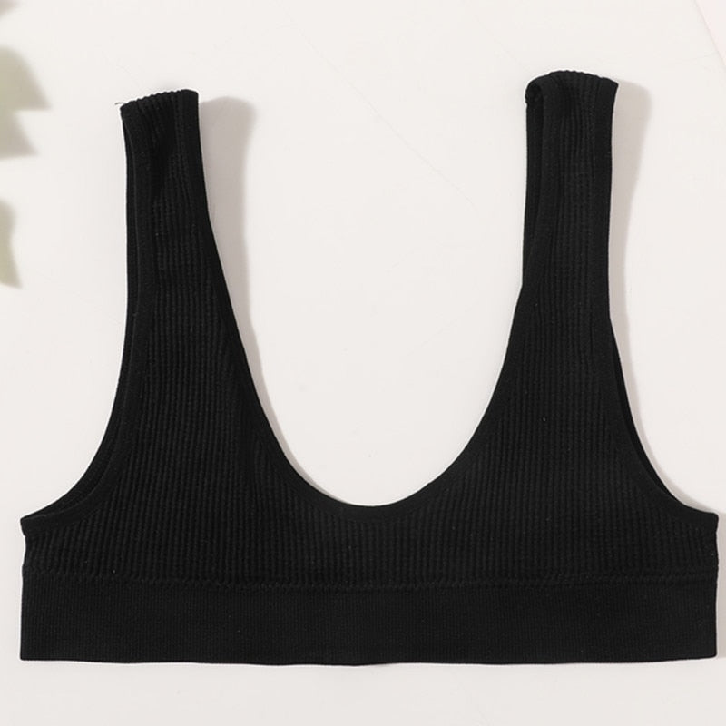 Sexy Seamless Bra Wire Free Brassiere Rib Bralette Women&