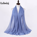 Muslim 2021 New Chiffon Hijab Scarf Women Solid Color Soft Long Shawls and Wraps Islamic Head Scarves Fashion turbante mujer