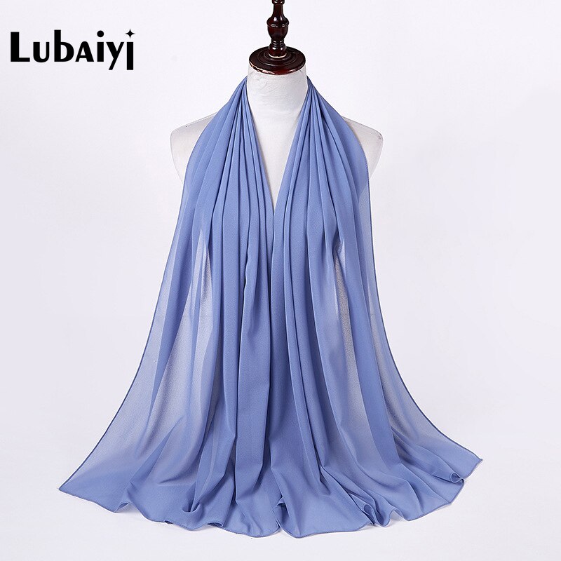 Muslim 2021 New Chiffon Hijab Scarf Women Solid Color Soft Long Shawls and Wraps Islamic Head Scarves Fashion turbante mujer