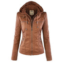 Gothic Faux Leather Jacket Women 2019 Hoodies Winter Autumn Motorcycle Jacket Black Outerwear Faux Leather PU Basic Jacket Coat