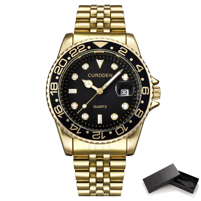 Free Dropping Role Watch Men Quartz Mens Watches Top Luxury Brand Watch Man Gold Stainless Steel Relogio Masculino Waterproof