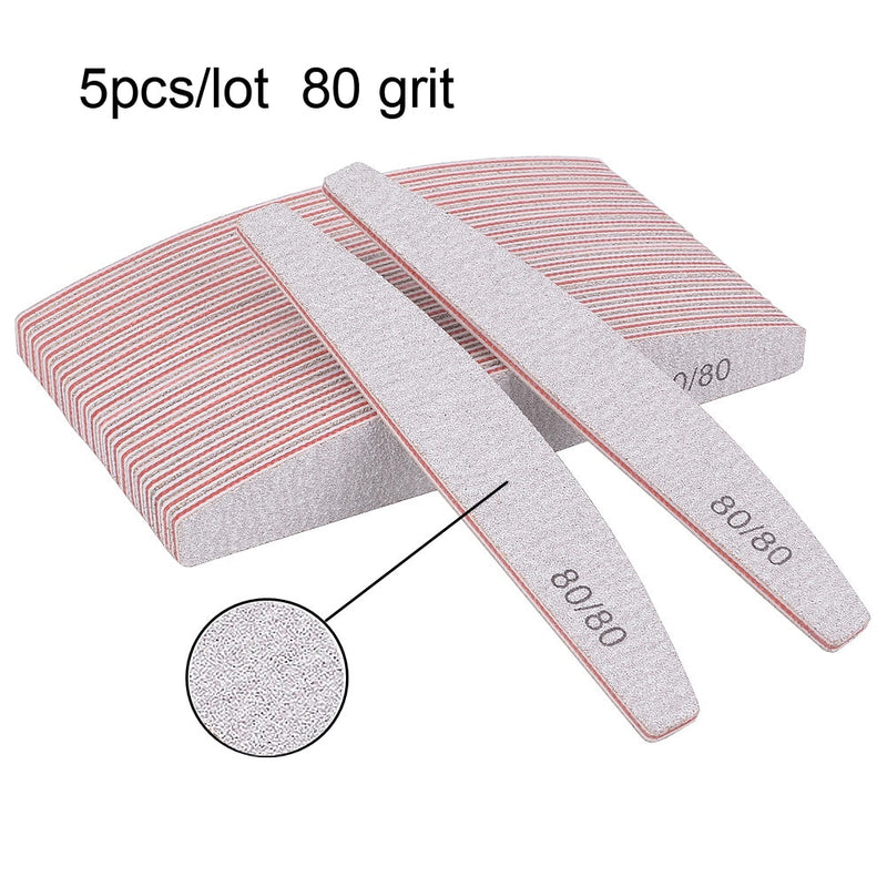3/5/10Pcs Professional Nail File Sandpaper Strong Thick Nail Files Buffer For Manicure Sanding Half Moon Lime Nail Tools 100/180