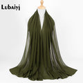 Muslim 2021 New Chiffon Hijab Scarf Women Solid Color Soft Long Shawls and Wraps Islamic Head Scarves Fashion turbante mujer
