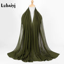 Muslim 2021 New Chiffon Hijab Scarf Women Solid Color Soft Long Shawls and Wraps Islamic Head Scarves Fashion turbante mujer