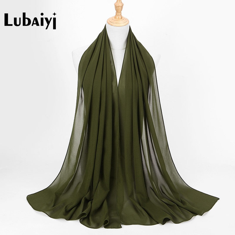 Muslim 2021 New Chiffon Hijab Scarf Women Solid Color Soft Long Shawls and Wraps Islamic Head Scarves Fashion turbante mujer