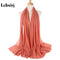 Muslim 2021 New Chiffon Hijab Scarf Women Solid Color Soft Long Shawls and Wraps Islamic Head Scarves Fashion turbante mujer