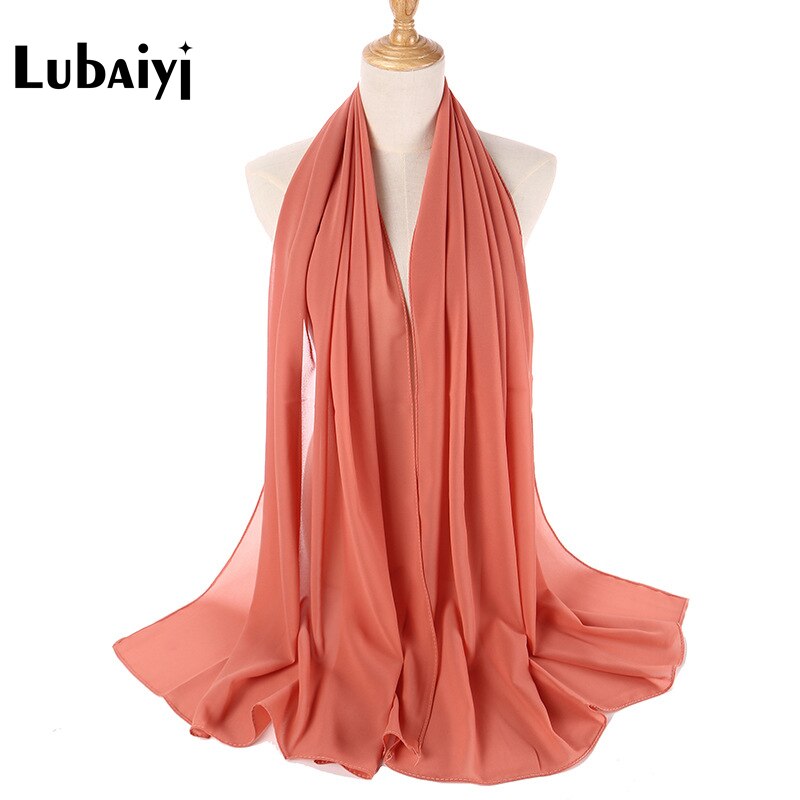Muslim 2021 New Chiffon Hijab Scarf Women Solid Color Soft Long Shawls and Wraps Islamic Head Scarves Fashion turbante mujer
