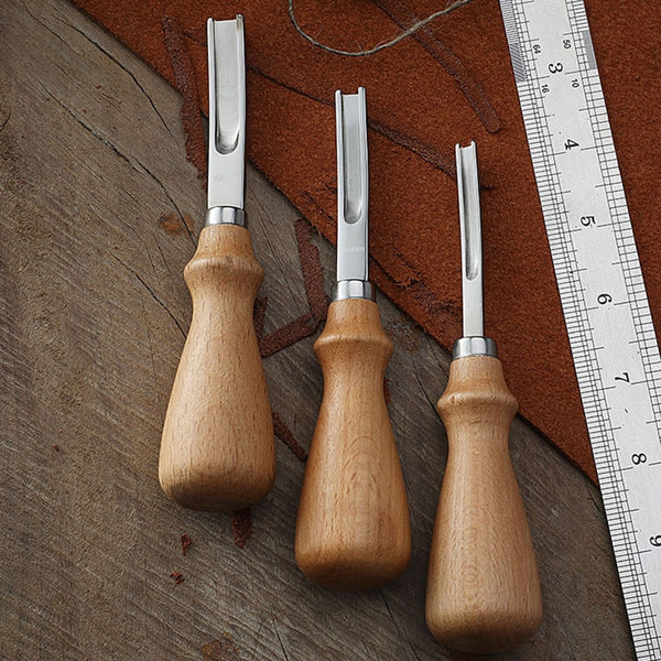 3 size A4mm A6mm A8mm Practical Leather Craft Edge Beveler Skiving Beveling Knife DIY Cutting Hand Craft Tool with Wood Handle