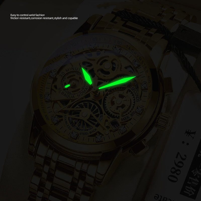 Flywheel Rotating Window Mens Watches Luxury Fashion Luminous Auto Date Men Quartz Watch Waterproof Male Clock relogios Relogio