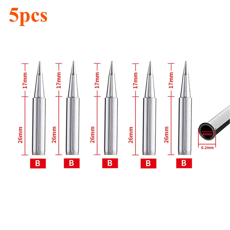 5Pcs/Set 900m-T-I 900M-T-B Welding Tool Lead-Free Soldering Iron Head Bit for Welding Accessories Soldering Iron Tip