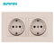 SRAN eu 2gang Power socket,16A electrical plug grounded Hide LED indicator,double Socket with USB, 146*86mm pc panel wall socket