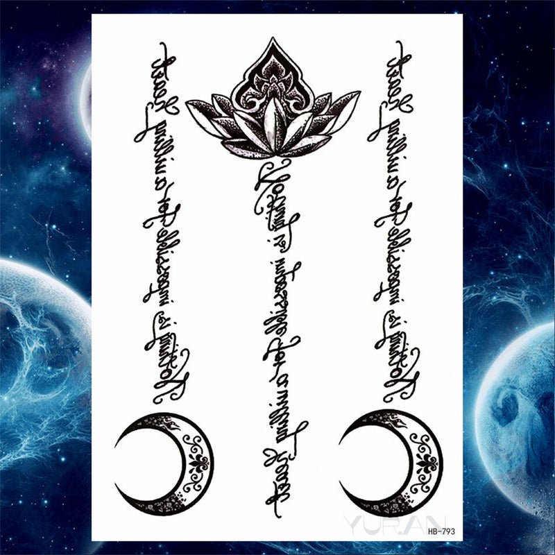 Girls Bracelet Chains Rose Tattoo Stickers Butterfly Body Arm Totem Tattoos Temporary Women Wrist Sexy Black Fake Tatoos