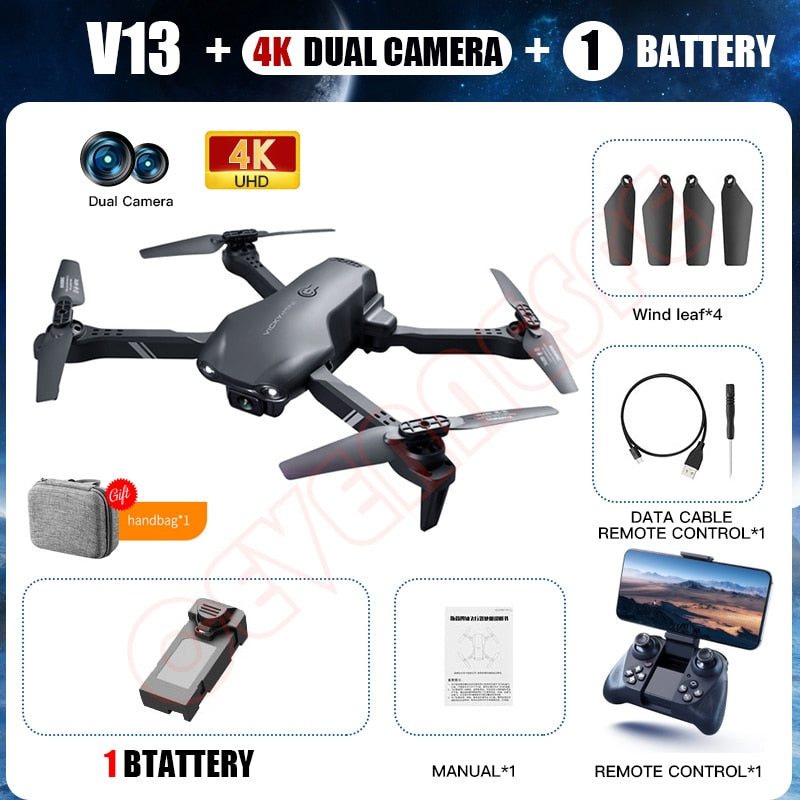 2022 NEW V13 Mini Drone 4k HD Camera WiFi Fpv Drones Dual Camera Foldable Quadcopter Real-time transmission Helicopter Toys