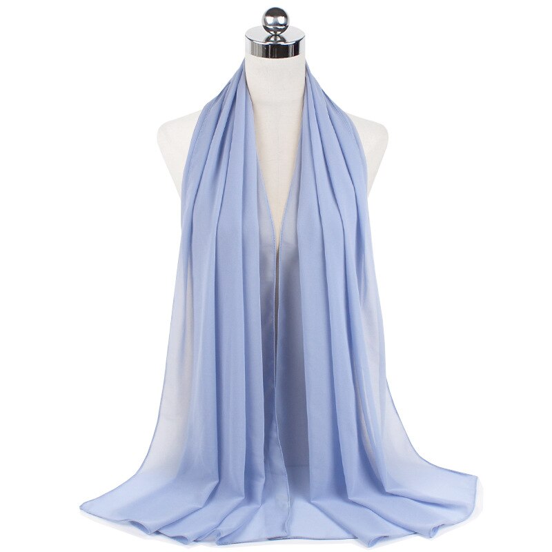 Muslim new Bubble Chiffon Hijab Scarf Women Solid Color Soft Long Shawls and Wraps Georgette Islamic Head Scarves Ladies Hijabs