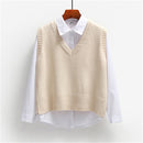 Women Sweater Vest Spring 2021 Autumn Women Short Loose Knitted Sweater Sleeveless Ladies V-Neck Pullover Tops Female Outerwear