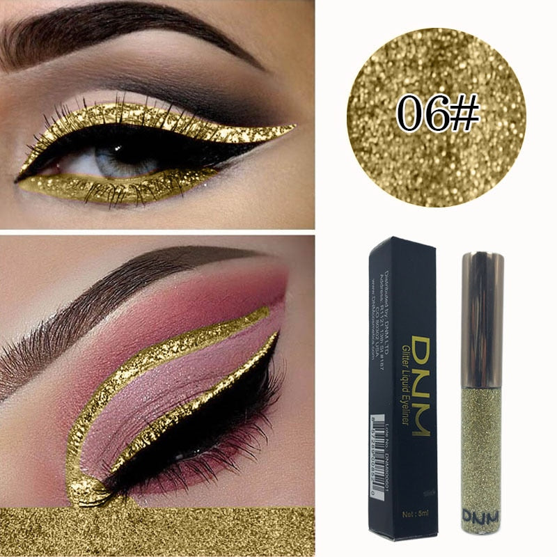 DNM 16 Color Glitter Liquid Eyeliner Pearlescent Sequins Bright Eye Shadow Shiny Long Lasting Waterproof Eyeshadow Makeup TSLM1