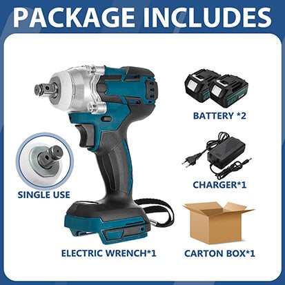 Brushless Cordless Electric Impact Wrench 18V Rechargeable Wrench Power Tool Compatible with Makita Battery Electric wrench
