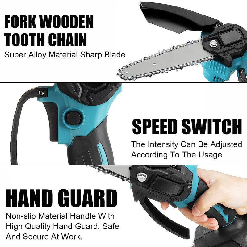 6 Inch 3000W 88VF Mini Electric Chain Saw With 0/1/2PC Battery One-handed Woodworking Cutter Tool For Makita Battery 18V EU Plug