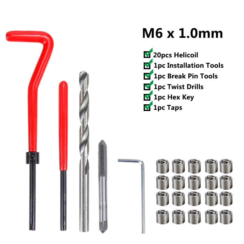 XCAN Thread Repair Tool 25pcs M3/M4/M5/M6/M7/M8/M10/M12/14 for Restoring Damaged Thread Spanner Wrench Twist Drill Bit Hand Tool