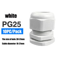 Waterproof Cable Gland 10pcs Cable entry IP68 PG7 for 3-6.5mm PG9 PG11 PG13.5 PG16 PG19/21/ White Black Nylon Plastic Connector