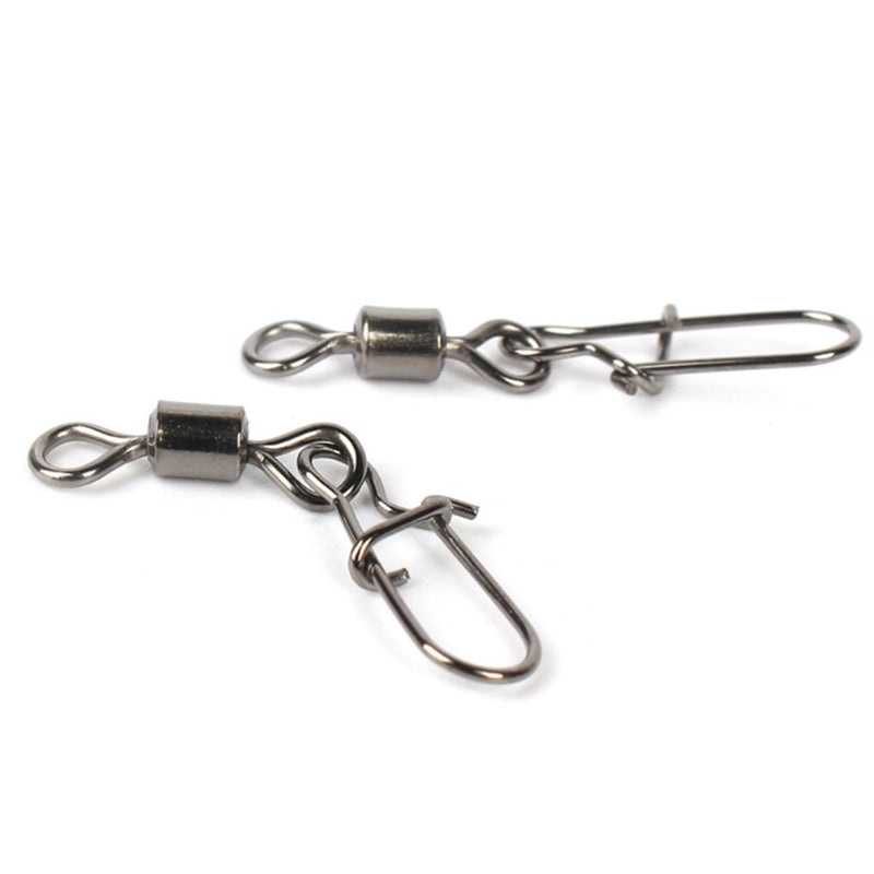 30pcs/lot Fishing Connector Swivels Interlock Pin Snap Rolling Swivel Stainless Steel Snap Fishhook Lure Fishing Accessories