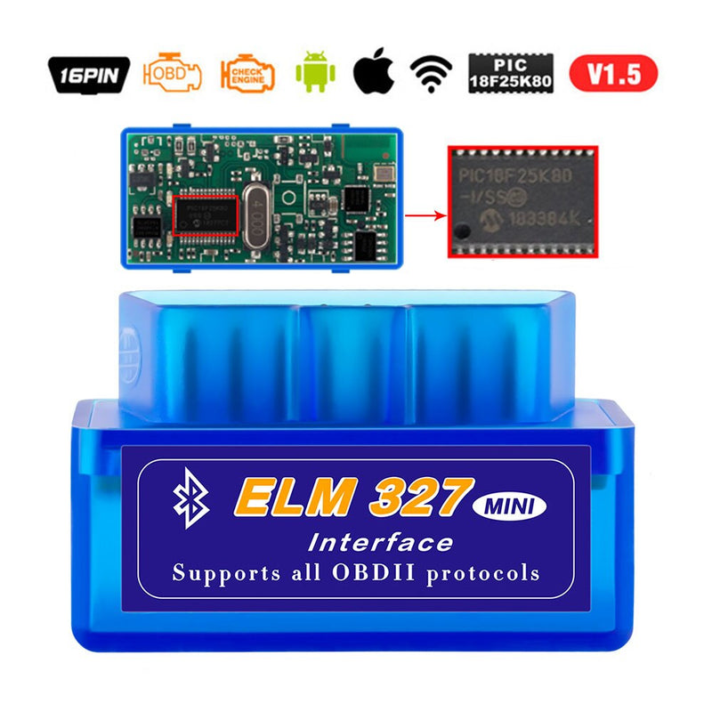 ELM327 Bluetooth-compatible V1.5 PIC18F25K80 ATAL &amp; ATPPS 4mHz Crystal Wifi ELM327 for Android/IOS/PC Torque OBDII Code Reader