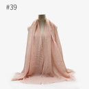 180X95CM Women Classic Muslim Crinkle Hijab Scarf Soft Cotton Head Scarves Turban Shawls Wraps Islamic Headband Femme Musulman