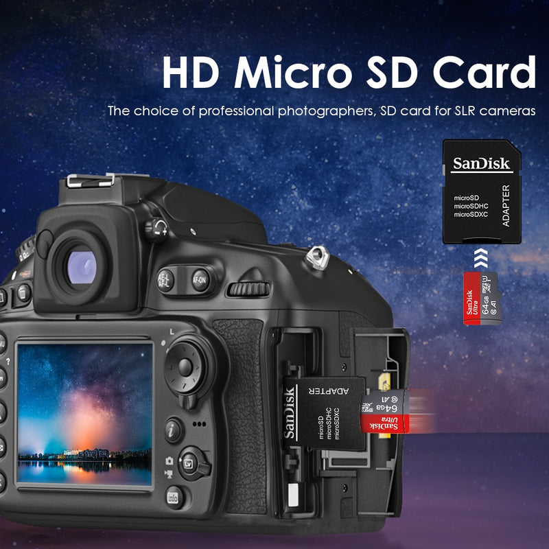 100% SanDisk A1 Memory Cards camera card 16GB 32GB 64GB Micro SDcard 128GB 120MB/s Class 10 UHS-1 Flashcard Microsd TF/SD Card