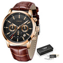 Watches Mens 2022 LIGE Top Brand Luxury Casual Leather Quartz Men&