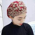 New Beading Women&#39;s Turban Cap Embroidery Fashion Female Head Wraps Muslim Headscarf Bonnets Cancer Chemo Hat
