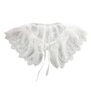 Royal Style Cotton Fake Collar Shawl Wrap Hollow Out Floral Lace Ruffled Trim Necklace Pointed Triangle Lapel Blouse