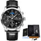 LIGE Men Watch Luxury Leather Waterproof Sport Quartz Wristwatch Chronograph Military Watch for Men Relogio Masculino Men‘s Gift