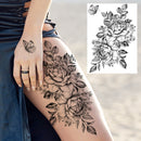 Sexy Flower Temporary Tattoos For Women Body Art Painting Arm Legs Tattoos Sticker Realistic Fake Black Rose Waterproof Tattoos