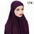 Muslim Chiffon Scarf For Women Fashion Veil Instant Hijab Wrap Headscarf Islam Solid Color Cap Musulman Wrap Scarves 25 Colors