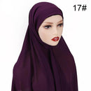 Muslim Chiffon Scarf For Women Fashion Veil Instant Hijab Wrap Headscarf Islam Solid Color Cap Musulman Wrap Scarves 25 Colors