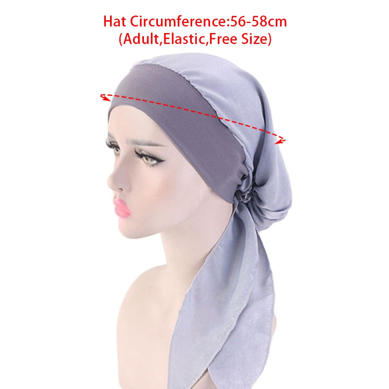 2022 NEW Women Muslim Cancer Head Scarf Fashion Hijab Chemo Pirate Cap Turban Head Cover Hair Loss Scarf Wrap Pre-tied Bandana