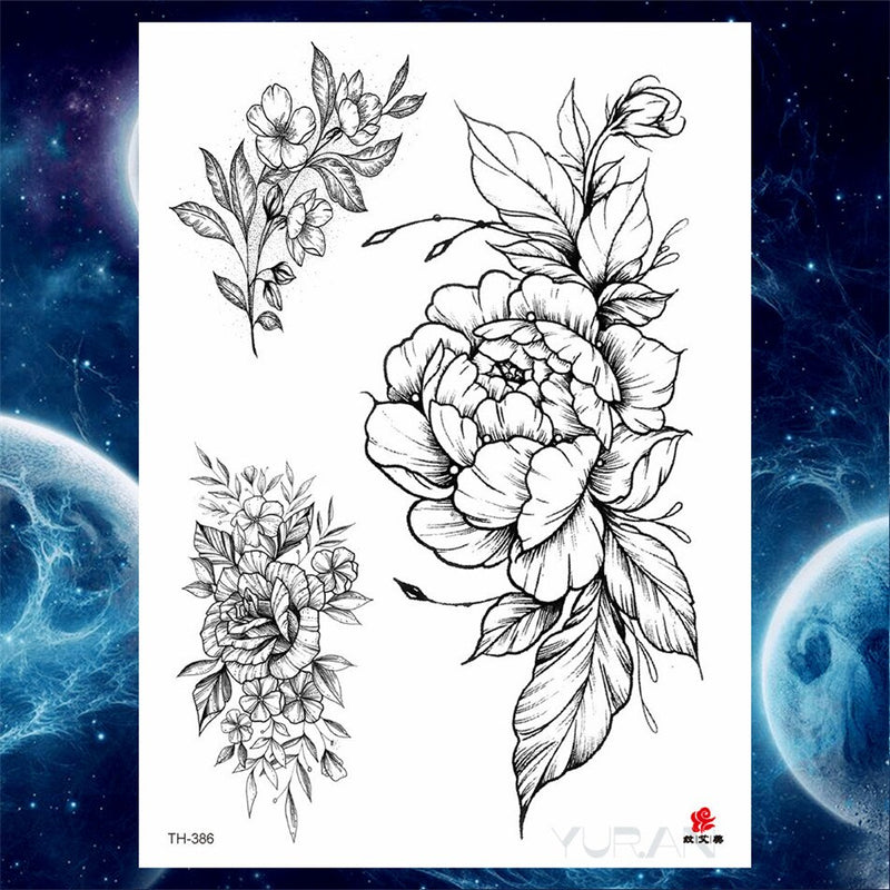Girls Bracelet Chains Rose Tattoo Stickers Butterfly Body Arm Totem Tattoos Temporary Women Wrist Sexy Black Fake Tatoos