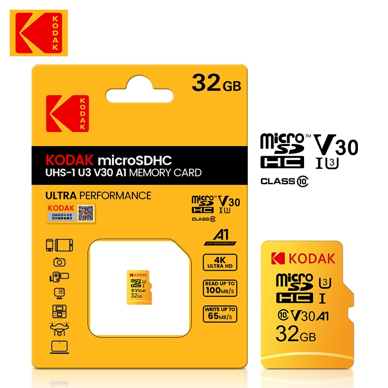 Kodak Mini SD Card 128GB Class10 Memory Card 64GB Flash Drive Card 256GB 32GB V30 U3 cartao de memoria For Phone