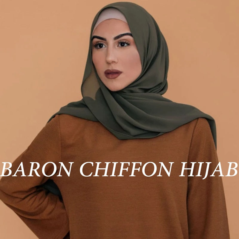 Muslim Bubble Chiffon Hijab Scarf Women Solid Color Soft Long Shawls and Wraps Georgette Head Scarves Ladies Hijabs