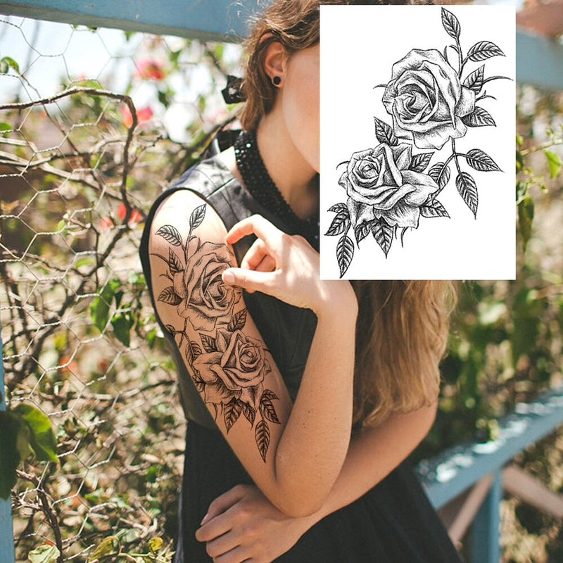 Realistic Sexy Peony Tattoos Temporary Women Adult Flower Arm Tattoos Sticker Waterproof Fake Floral Bloosom Body Leg Art Tatoos