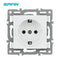 SRAN F6 Series White Crystal Tempered Glass Panel Light switch eu french wall socket usb tv rj45 rj11 Sensor switch Module DIY