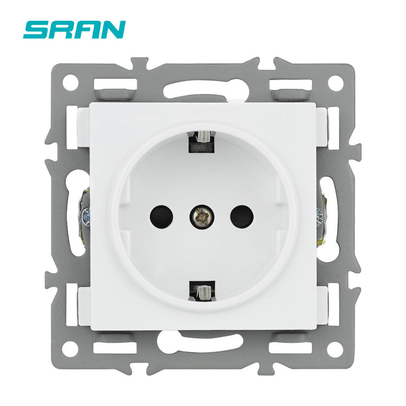 SRAN F6 Series White Crystal Tempered Glass Panel Light switch eu french wall socket usb tv rj45 rj11 Sensor switch Module DIY