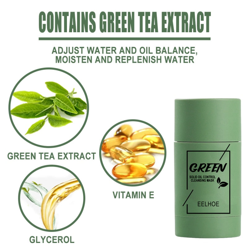 Green Tea Mask Blackhead Acne Clearing Moisturizing Hydrating Whitening Mud Mask Stick Beauty Face Skin Care Korean Cosmetics