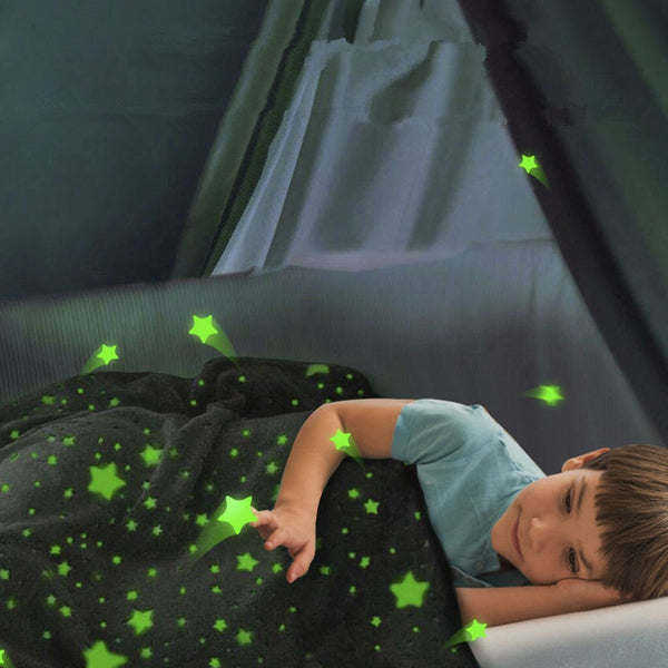 Magical Luminous Kids Blanket Soft Fluffy Flannel Star Moon Blanket Home Rug Children Bedding Fluorescent Quilt Christmas Gift