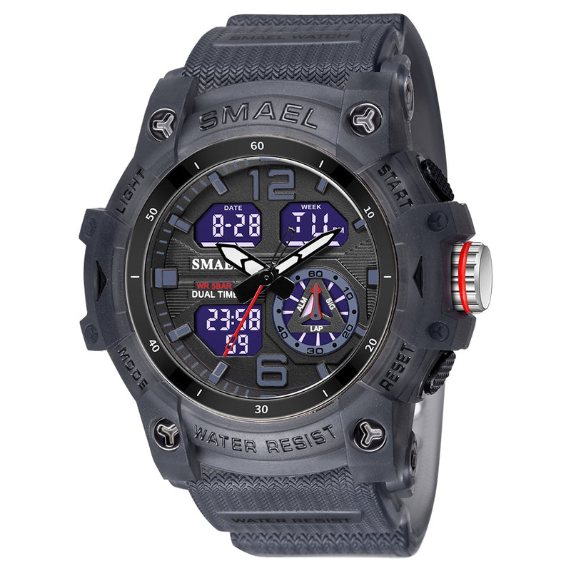 2022 New SMAEL Dual Time Men Watches 50m Waterproof Military Watches for Male 8007 Shock Resisitant Sport Watches Gifts Wtach
