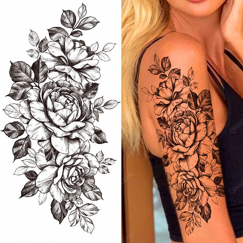 Sexy Flower Bird Temporary Waterproof Tattoo Sticker Girl Butterfly Dreamcatcher Cross Body Arm Sleeve Chest Fake Totem Women