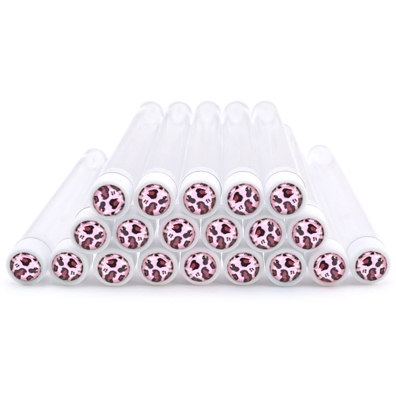 20pc Reusable Eyebrow Brush Tube Leopard Serpentine Diamond Flask Mascara Wand Dust-proof Eyelash Extension Supplies Makeup Tool