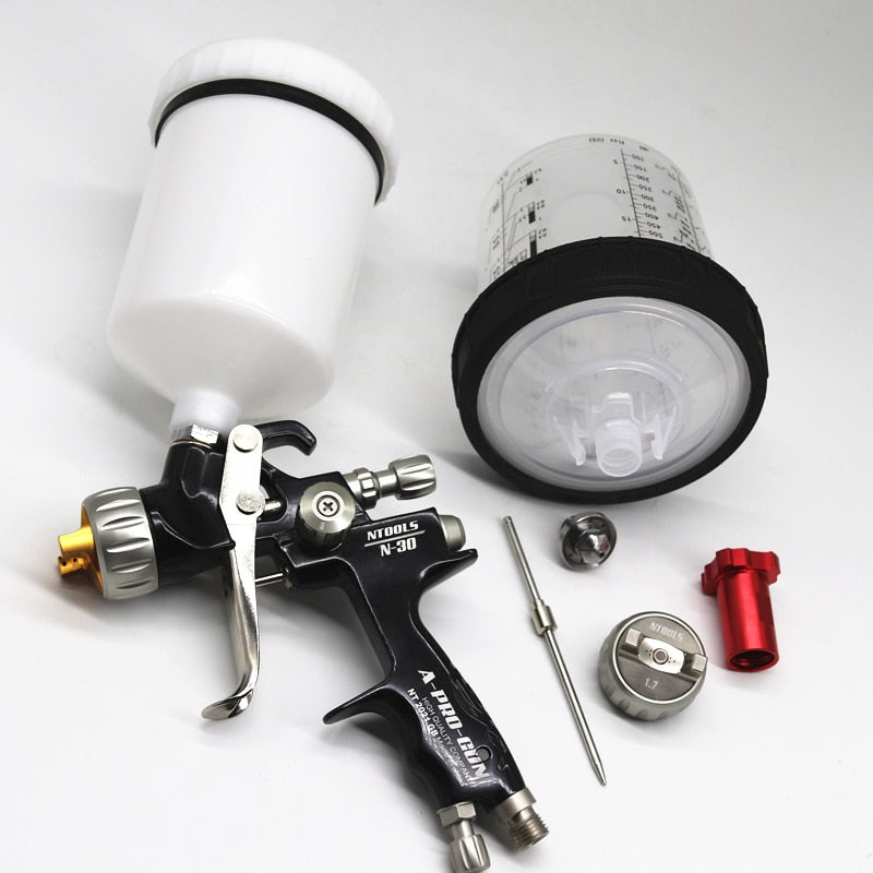Spray Gun 1.3/1.7mm Nozzle Car Repair Paint Spray Gun With 600CC Tank Air Spray Gun With Paint Mixing Cup And Adapter