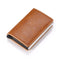 Customized 2022 Credit Card Holder Wallet Men Women RFID Aluminium Bank Cardholder Case Vintage Leather Wallet with Money Clips