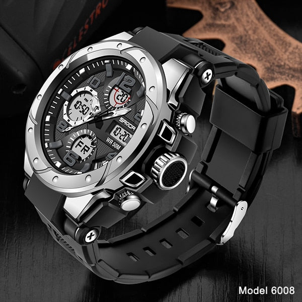 SANDA Top Luxury Watches Men Military Army Mens Watch Waterproof Sport Wristwatch Dual Display Watch Male Relogio Masculino